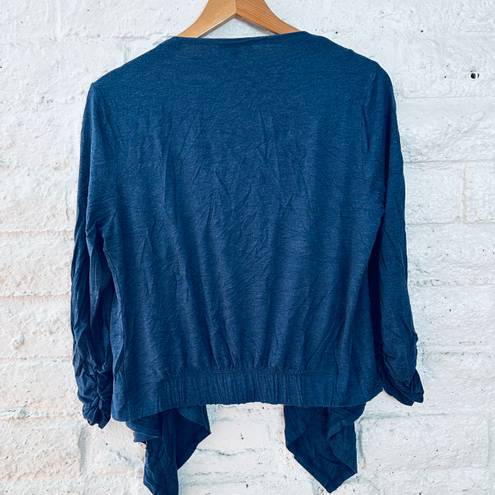 Premise Studio Women's Large Open Cardigan Sleeves   3/4 Blue Navy