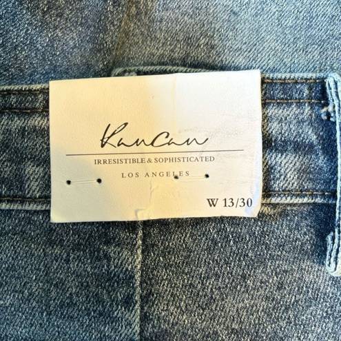 KanCan Avery Cargo Crop Utility Jeans Denim Acid Washed Blue Womens Size 13/30