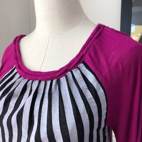 Industry  Shift Dress Magenta Bold Stripe Small