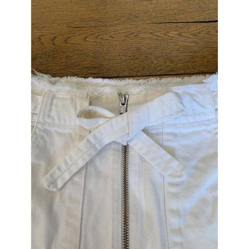 ALC Frank A.L.C. Christie Tie Waist Zip Front Denim Skirt Eggshell Women's Size 0