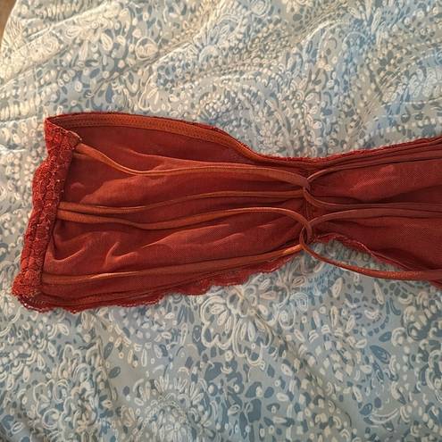 Free People  Strappy Back Lace Bandeau Bra Red Clay Great Condition Size Large