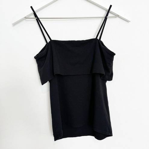 n: Philanthropy Square Neck Spaghetti Strap Overlay Sleeveless Tank Top Black XS