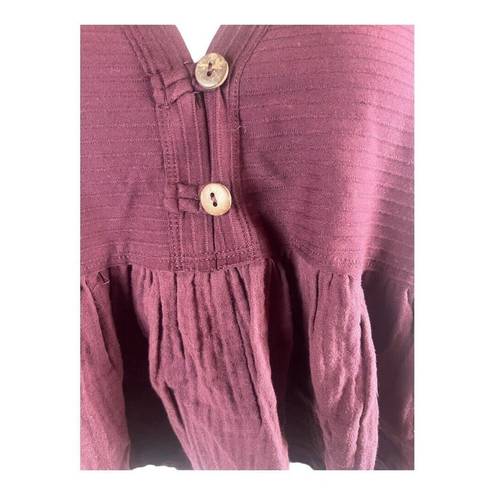 We The Free Free People  Maroon Gauze Oversized Crop Button Shirt NWT‎ S