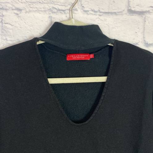 n:philanthropy  black cutout neck distressed sweatshirt