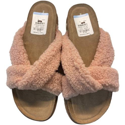 Treasure & Bond  Davina Pink Faux Sherpa Open Toe Slip On Sandals Size 10