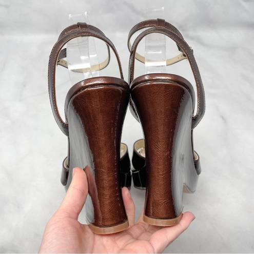 Jessica Simpson NEW  Jilly Bronze Metallic Platform Wedge Sandal Heels Brown 9.5