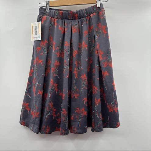 LuLaRoe  Madison Gray Floral Jacquard A-Line Pleated Mini Skirt Size XS