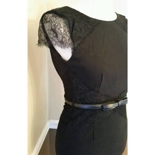Krass&co NEW London Dress  ModCloth Black Lace Cap Sleeves Bow Belt Pinup Style Dress 4