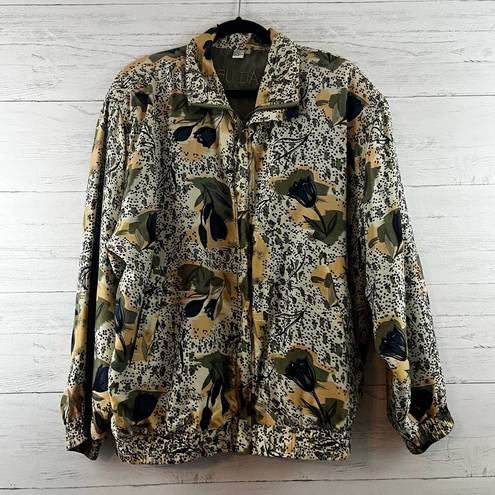 Fuda International Silk Floral Printed Track Jacket Size XL Green - $31 -  From Tabitha