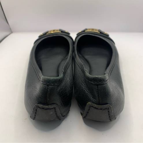 Tory Burch  CLINES Pebble Leather Black Open Toe Ballet Flats 7M Used