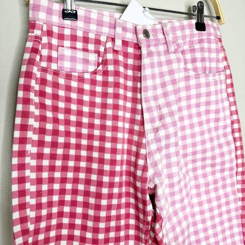 Daisy Street  Womens Mom Jeans Two-Tone Gingham High Rise Red and Pink Size EU 36