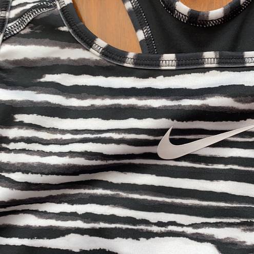 Nike  Black & White Striped Dri-Fit Sports Bra