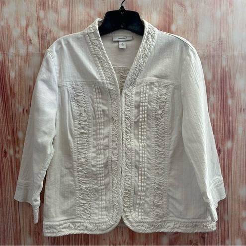 Dress Barn  White Ruffle Trim Denim Jacket