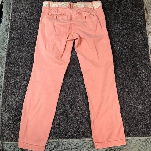 Pilcro  Pink Hyphen Chino Pants Size 26P Embroidered Floral Waist - 30x28 actual