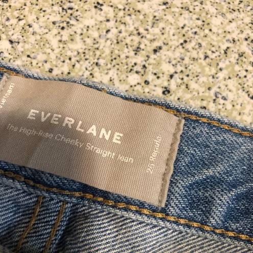 Everlane  the High Rise Cheeky Straight Jean Light Wash Button Fly Size 26 Waist