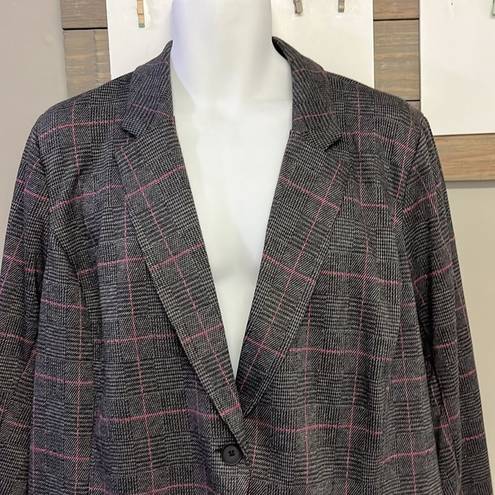 Torrid  Plaid Grey/Black/Purple One Button Aline Blazer- Size 3/3XL- NWOT