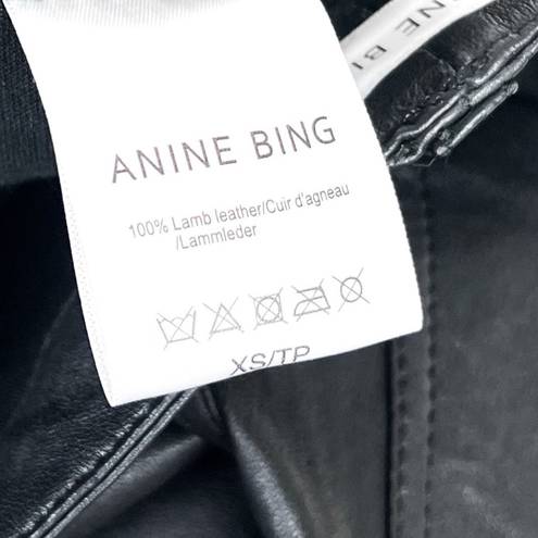 ANINE BING  Lambskin Leather High Rise Skinny Pants