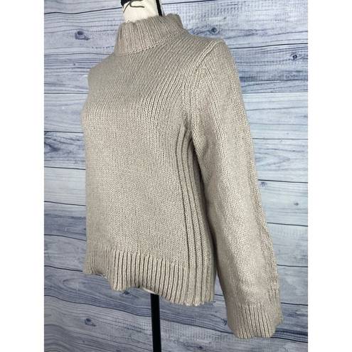 Banana Republic  Mock Neck Chunky Rib Knit Sweater Womens XS Beige Long Sleeve