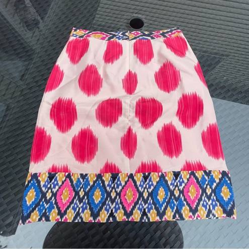 Maeve  Anthropologie Silk Pencil Skirt Womens Size 2 Pink Polka Dots Embroidered