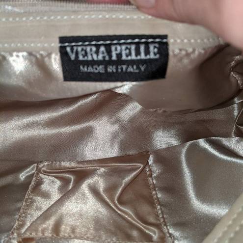 Vera Pelle   Leather Elongated Hobo Bag Rivets  Y2K Domed Rivets