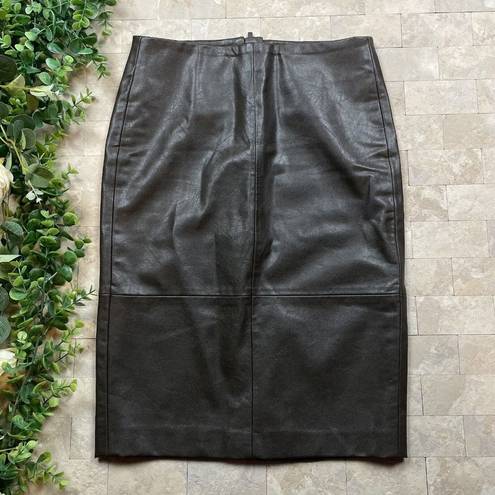 Catherine Malandrino  Faux Leather Zip Pencil Skirt Dark Chocolate Brown Size 2