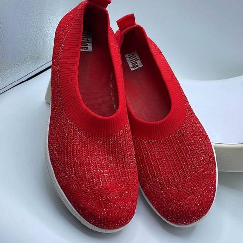 FitFlop  uberknit size 8 ballet flats. Shimmering red