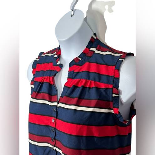 Tommy Hilfiger  Red White & Blue Striped Patriotic Sleeveless Blouse Size Medium