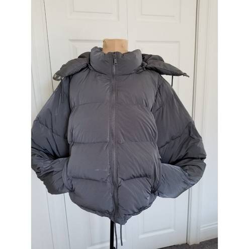 Good American  Winter Iridescent Chrome Gray Puffer Jacket w/Hood Size XL