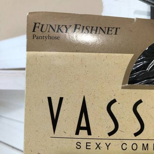 Vassarette  Italian made vintage sexy black funky fishnet pantyhose sz L