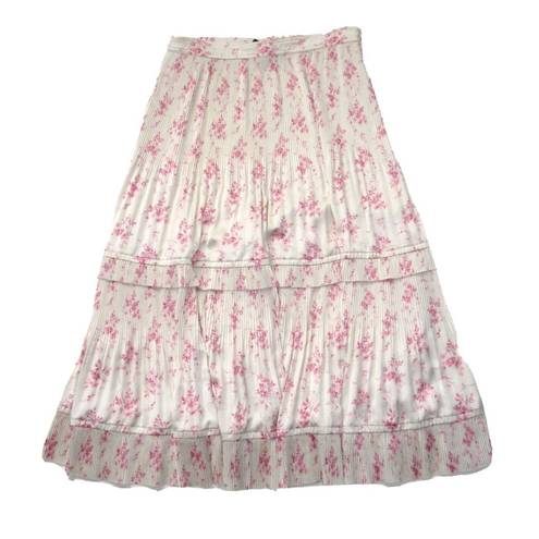 Polo  Ralph Lauren Jaclyn Pleated Midi in Gentle Floral Vine Satin Skirt 4 $298