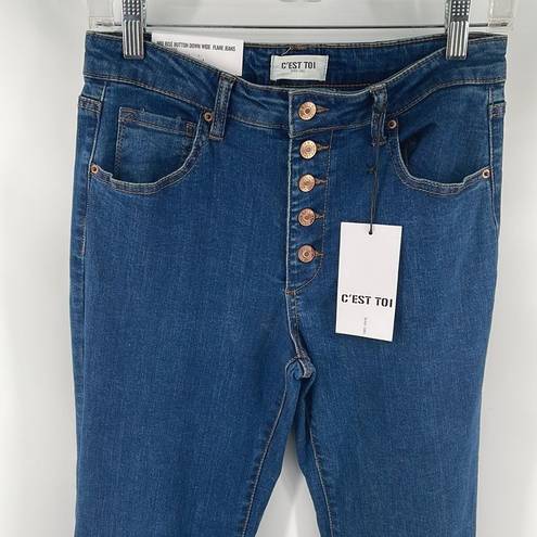 C’EST TOI  Black Label mid rise button fly down wide flare jeans bell bottom 7 27