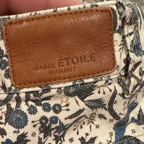 Isabel Marant  ETOILE ECRU UGO STRETCH BLUE WHITE FLORAL SIDE STRIPED JEANS 4