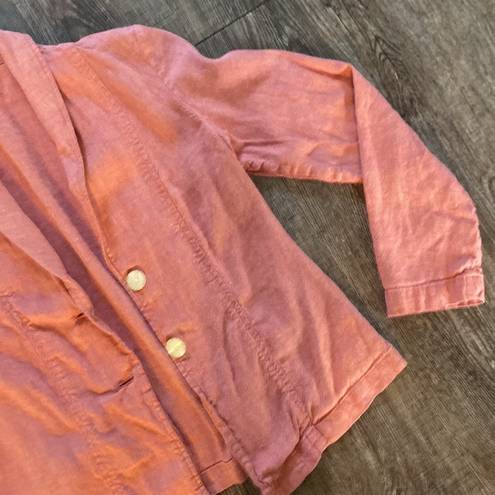 J.Jill  Blazer Women Size Extra Small Pink Button Linen Rayon Blend Workwear