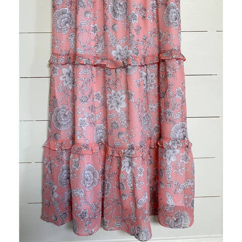The Loft  Outlet Wild Flamingo Floral Tiered Maxi Skirt - Women NEW L