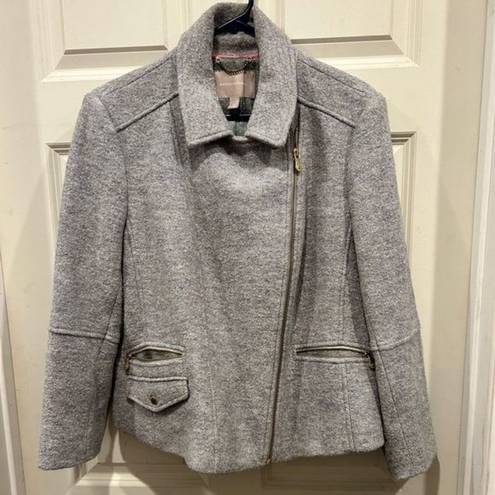 Banana Republic Gray Wool Blend Boucle Moto Collar Coat Women’s size X Large