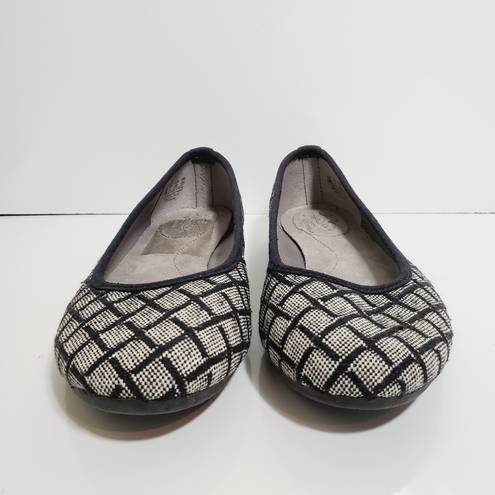 Life Stride  Ballet Flat Gray Black White Checkerboard Toe Size 6