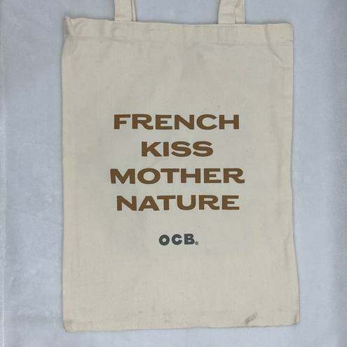 French Kiss  Mother Nature OCB Natural Rolling Papers Smoking Beige Tote Bag.