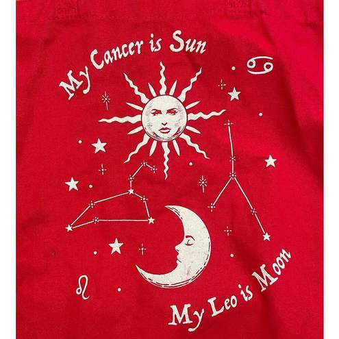 The Moon Astrology Leo Cancer Sun Red Cotton Canvas Tote Bag