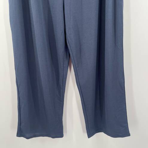 Bobeau  Pull On Pants Size Large Blue Wide Leg NWT Rayon Nylon Blend Cropped