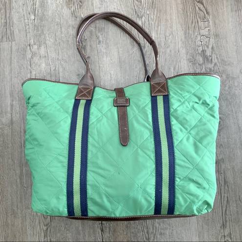 Tommy Hilfiger  Green Quilted Tote Shoulder Bag