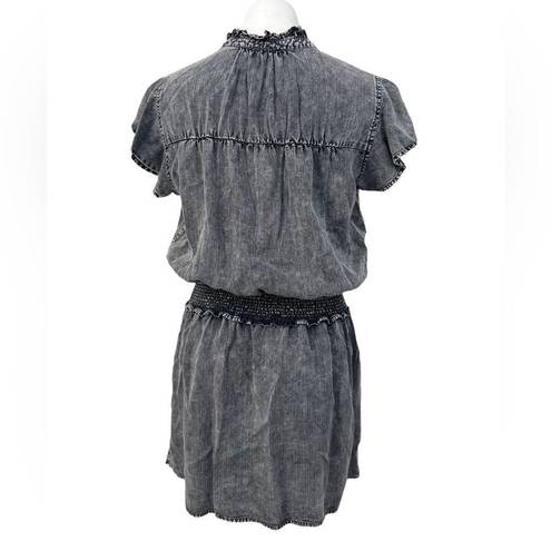 Rails  Womens Chambray Smocked A Line Dress acid wash Black Size Large