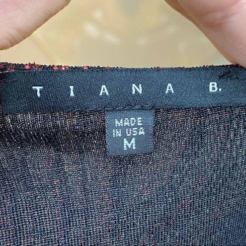 Tiana B  Red Sparkle Short Sleeve Blouse Size Medium