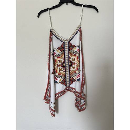 True Craft Flying Tomato Red White Adjustable Spaghetti Strap Boho Rayon Crop Top Size S