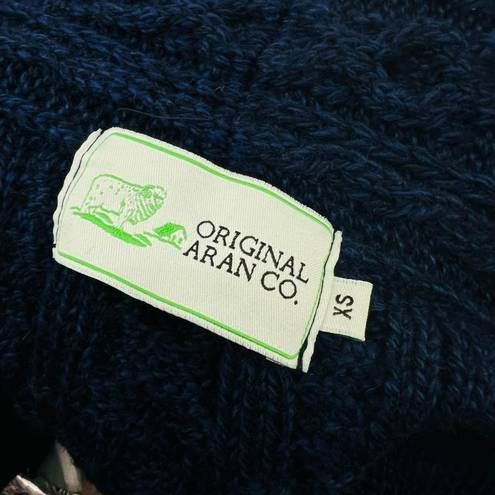 Krass&co Original Aran  Royal Blue Cable Knit Side Zip Cardigan Womens Xsmall