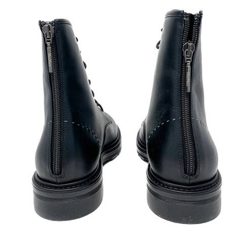 Max Mara  Beth Ankle Zip Black Leather Combat Boots size 7.5