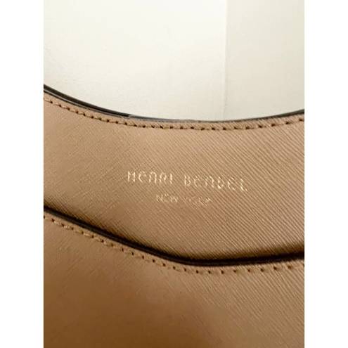 Henri Bendel Leather Crossbody Hobo Bag Beige Women's