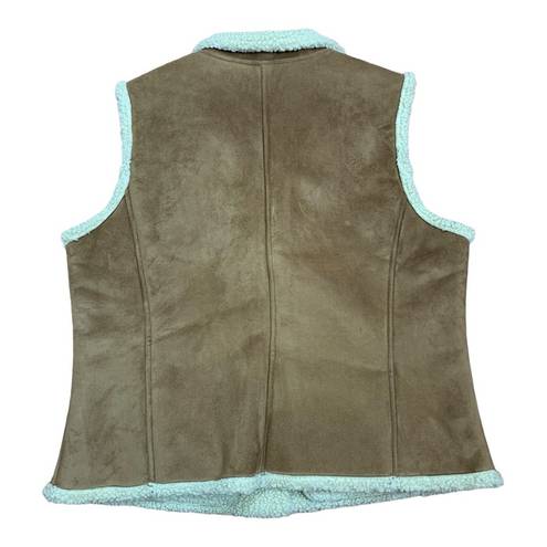 L.L.Bean  women's large vest faux suede and Sherpa lined gorp tan camel