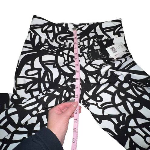 Petal UP! 28 Inch  Black White Slit Pant Scribble Women Size 4 New $128 Rayon