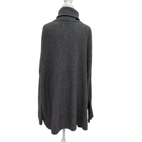 Garnet Hill  Wool Cashmere Oversized Turtleneck Sweater Pocket Gray size Large