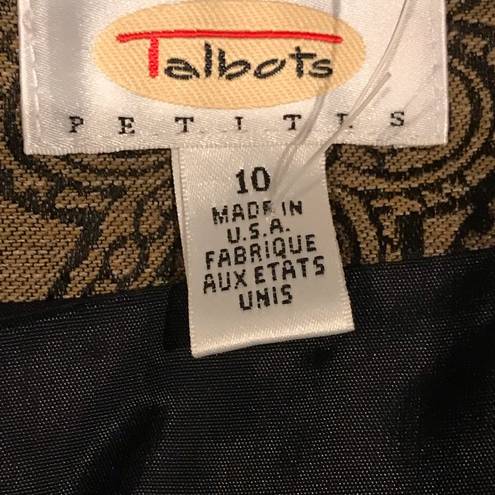 Talbots Maxi Rap Skirt  Tan & Black Brocade Designs Print Vintage SZ 10